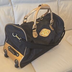 EUC Iman Duffle Roller Bag Black & Gold